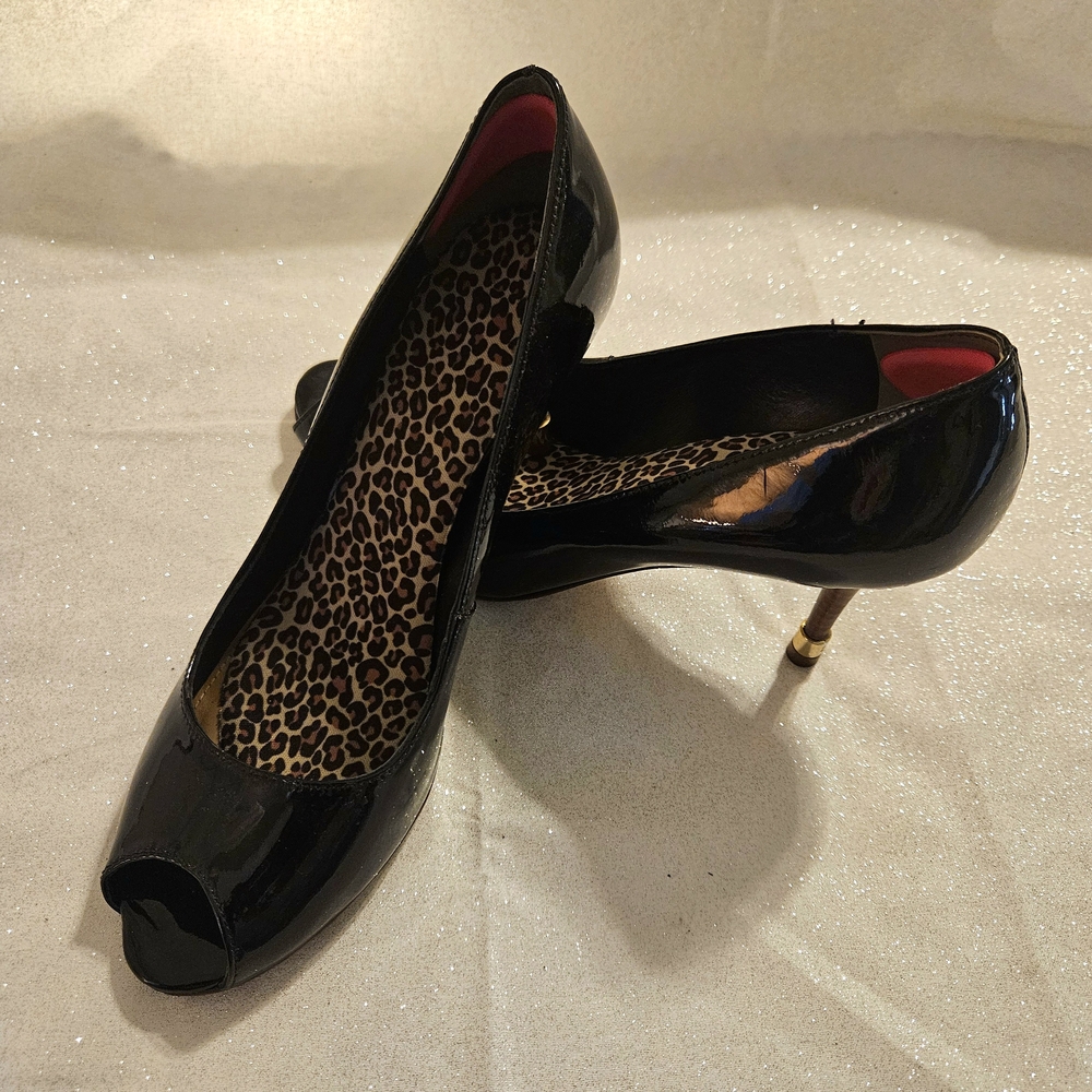 Tory Burch Black Peep-Toe Heels